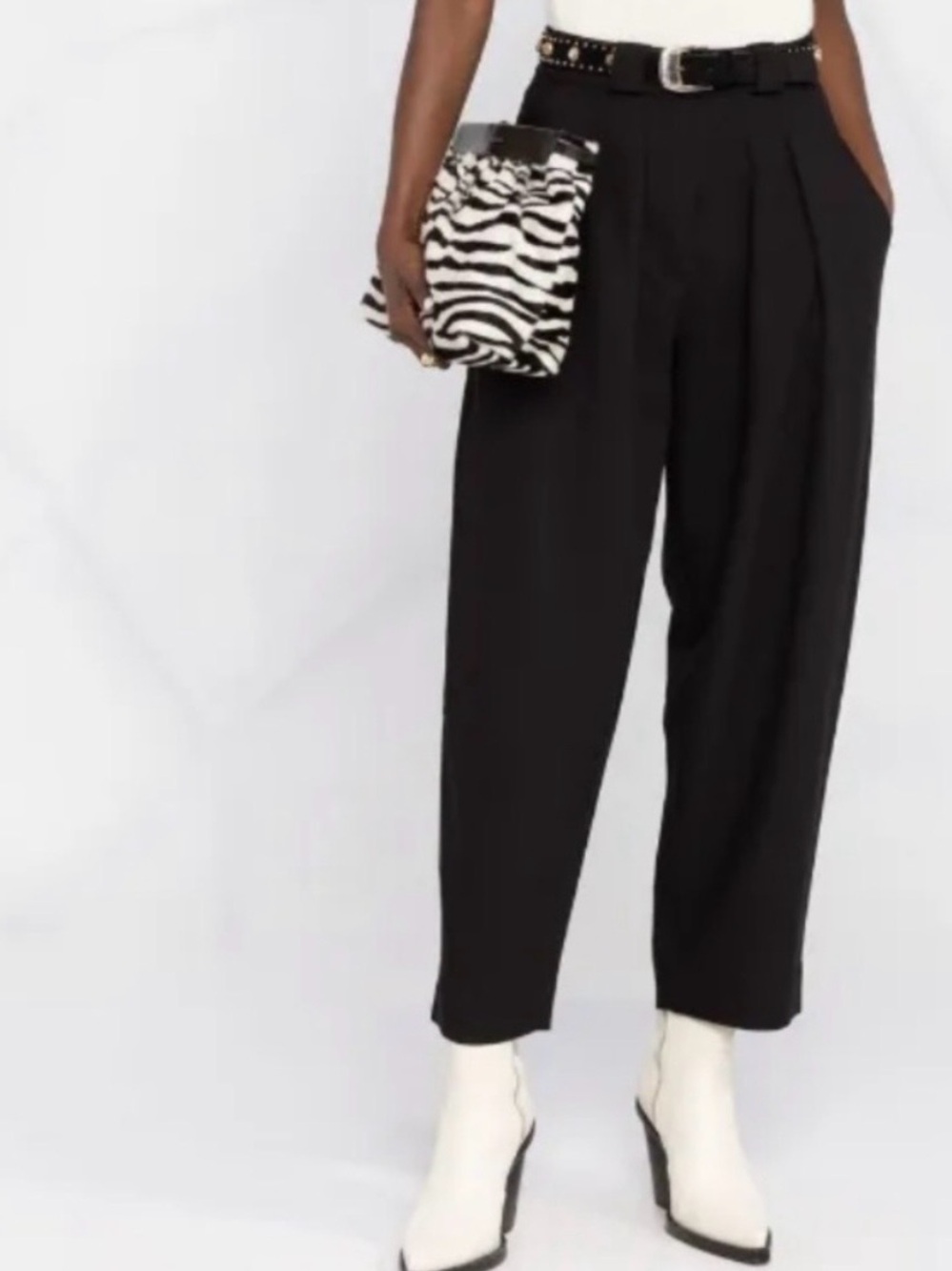 Frame High-Waist Pleated Black Trousers - Women